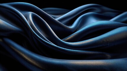 Obraz premium Dark navy blue silk fabric drapes in flowing, elegant waves