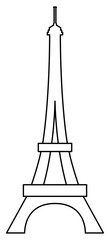 Simple Black Outline Eiffel Tower as Landmarks of France