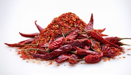 Obraz premium dry red chili peppers isolated on transparent background cutout
