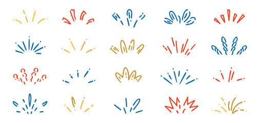20 Hand-Drawn Burst Shapes: Colorful Explosion Design Elements