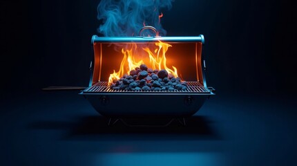 Fiery Grill With Glowing Coals barbecue charcoal