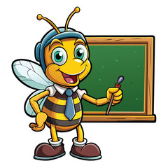 bee teaching at a chalkboard