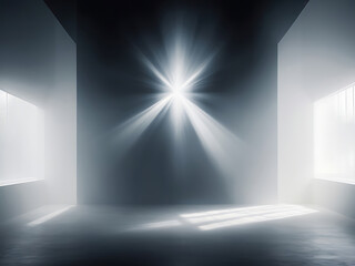 Dramatic storm clouds illuminated by bright sunlight breaking through the darkness