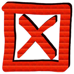 Red X mark in a square, rejecting something, cross mark transparent