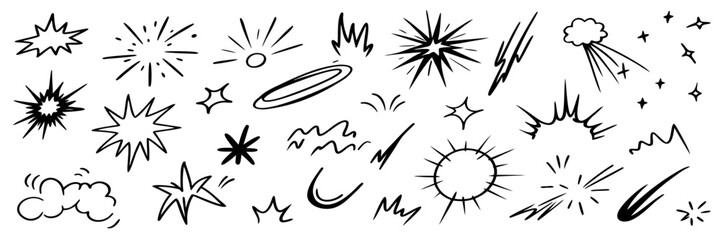 Hand-drawn Sparkle, Starburst, and Lightning Graphics Collection