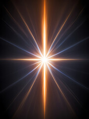 Obraz premium Bright orange starburst with radiating light beams against a dark background