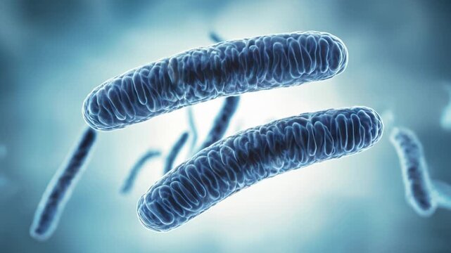 Escherichia coli or microbe under a microscope. Healthcare concept