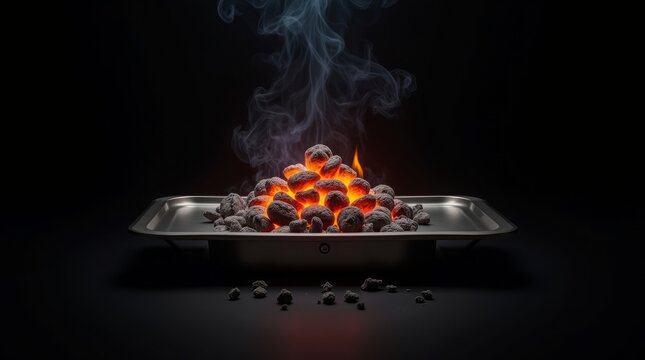 Glowing Coals Smoke Rising embers heat