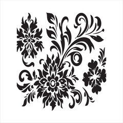 Floral pattern art black and white