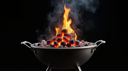 Glowing Embers Fire Flames Smoke charcoal grill