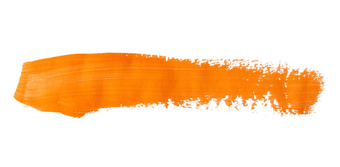 Orange brush stroke paint isolated on transparent background