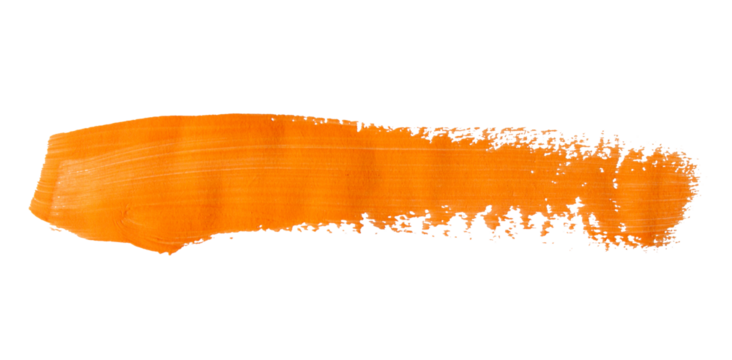 Orange brush stroke paint isolated on transparent background
