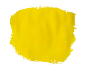 Yellow brush stroke paint isolated on transparent background