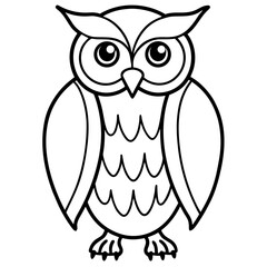 Owl line art vector (