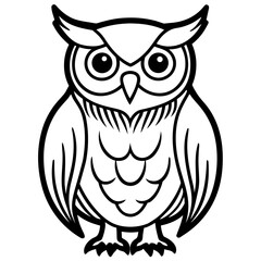 Owl line art vector (