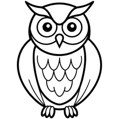 Owl line art vector (