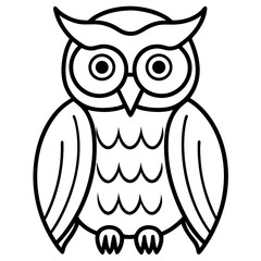 Owl line art vector (
