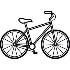 Obraz premium Black silhouette of a bicycle with thin spokes on a white background bike