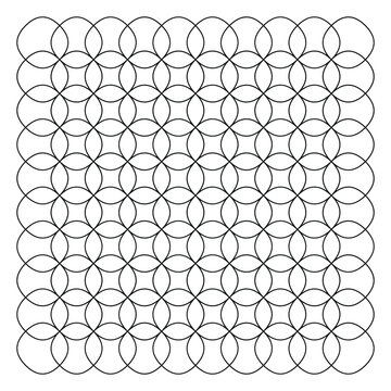 A beautiful seamless geometric pattern of interlocking circles creating an elegant and intricate grid, vector illustration