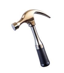 Shiny Gold Hammer Tool Isolated on Transparent Background