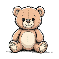 Fototapeta premium An adorable and very cute brown teddy bear soft toy character sitting with a friendly expression, vector illustration