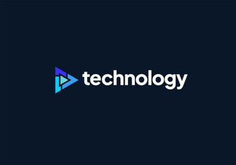 Technology logo design vector. Clean and modern tech logo design. Abstract technology symbol in simple style.