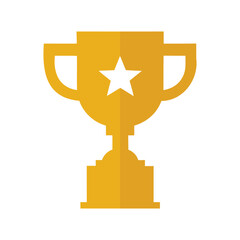 Golden Trophy Icon with Star – Flat Style Award Cup Illustration