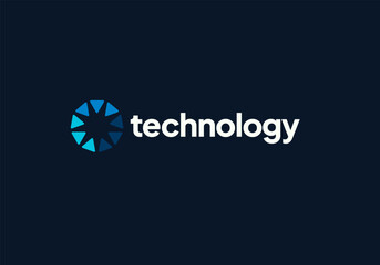 Technology logo design vector. Clean and modern tech logo design. Abstract technology symbol in simple style.