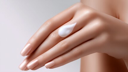 Fototapeta premium Moisture-rich hand cream application skincare routine closeup beauty environment hand care concept