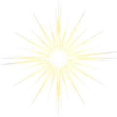 A vibrant yellow starburst with sharp rays of light, isolated on a transparent background, representing brilliance and clarity