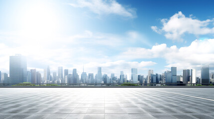 Stunning Modern Cityscape with Towering Skyscrapers and Serene Sky