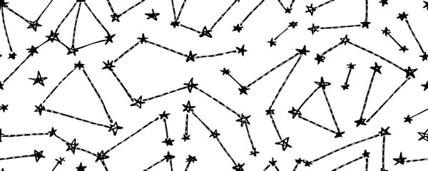 Constellation Seamless Pattern: Stars and Lines Background