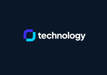Technology logo design vector. Clean and modern tech logo design. Abstract technology symbol in simple style.
