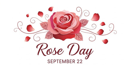 Rose Day September 22 celebration with red rose illustration