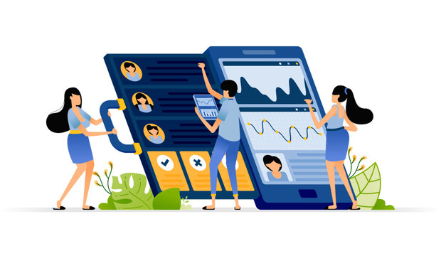 Apps to provide feedback on employee performance and achievements. Illustration design can be used for book cover, banner, website, web, ads