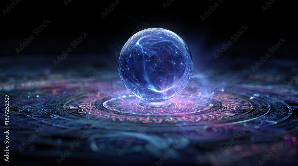 Wall mural a glowing orb surrounded by intricate patterns, creating a mystical, ethereal atmosphere with vibran