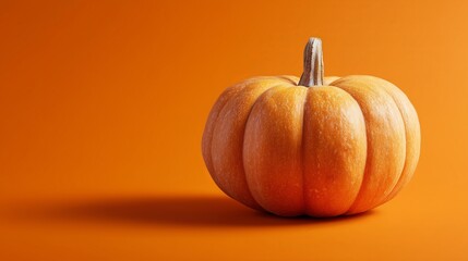 Close-up of a fresh pumpkin on orange background