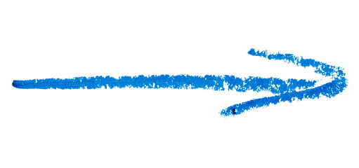 Blue hand drawn wax crayon arrow design element