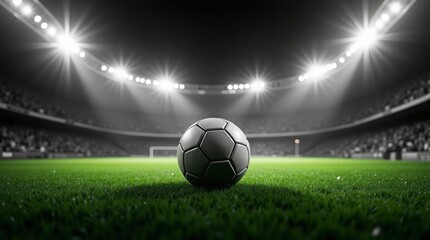 Soccer ball on green grass stadium sports championship