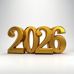 2026 3D Golden Metallic Text Design on Dark Elegant Background – Modern Luxury New Year Typography for Celebration, Poster, Greeting Card, and Branding Presentation
