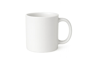 Fototapeta premium Photo of a plain white ceramic mug with a handle, isolated on a transparent background