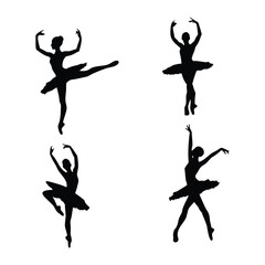 Ballerina Silhouettes Set – Elegant Ballet Dancer Poses in Tutu