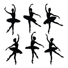 Ballerina Silhouettes Set – Elegant Ballet Dancer Poses in Tutu