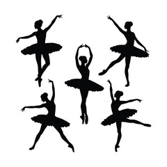 Ballerina Silhouettes Set – Elegant Ballet Dancer Poses in Tutu