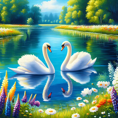 Tranquil Swan Lake
