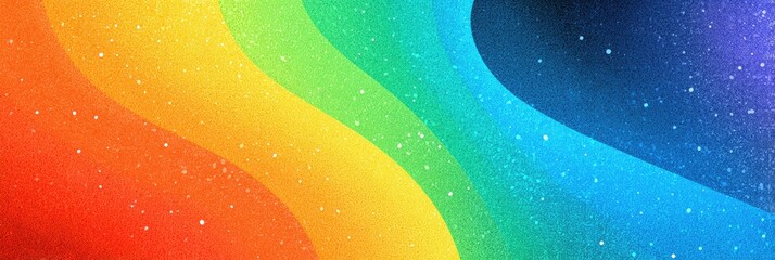 Abstract rainbow background with wavy lines and glitter