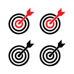Target Icon Set – Bullseye with Arrows Hitting Center