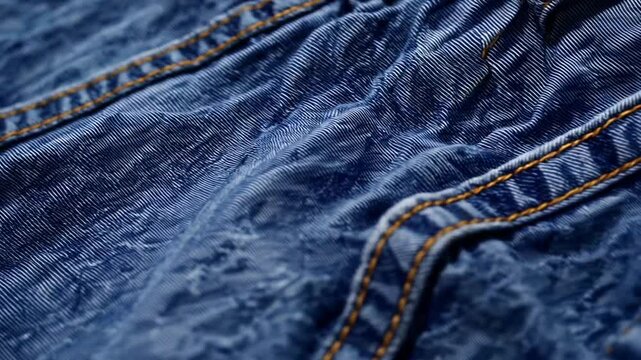 Texture and pattern of blue denim jeans fabric shown in close-up view