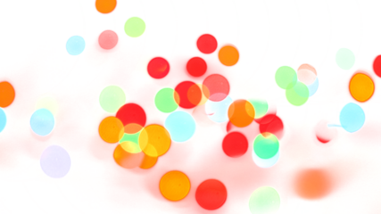 Colorful shiny glowing bokeh light overlay effect on transparent background design element