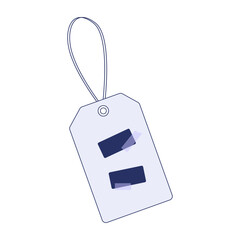 Price tag, blank coupon, sales label. Discount loyalty program. Low price sale, adhesive tape stuck on. Purchase concept with promotional offer and bonus, voucher. A low price, cashback. Vector.